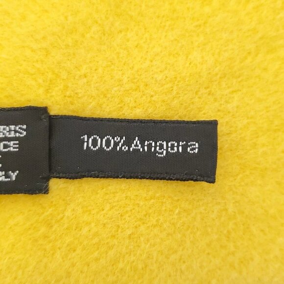 Auth HERMES - Yellow Navy Multi Angora Silk Scarf - Picture 3 of 5